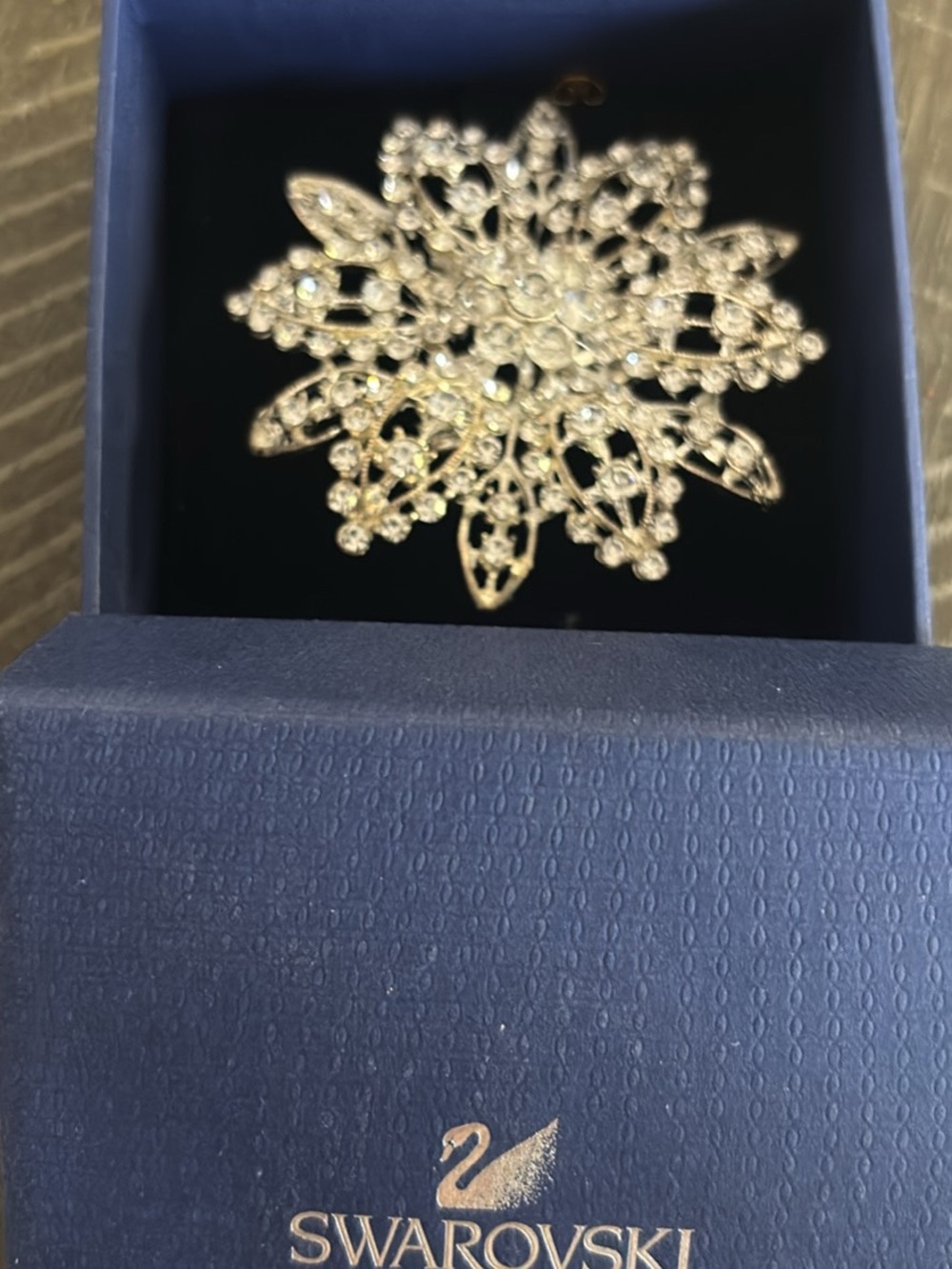 Swarovski Silver-tone Clear Crystal Snowflake Brooch